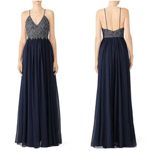 Badgley Mischka Navy Blue Ballerina Formal Gown $1100